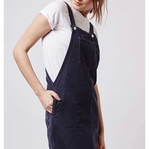 Topshop corduroy pinafore dress (navy blue)